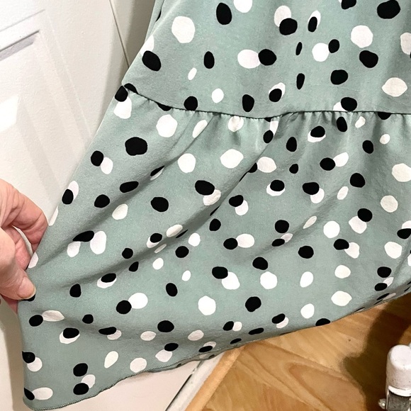 High neck racerback tiered sage green polka dot maxi dress NWT sizes M, L - Picture 6 of 10